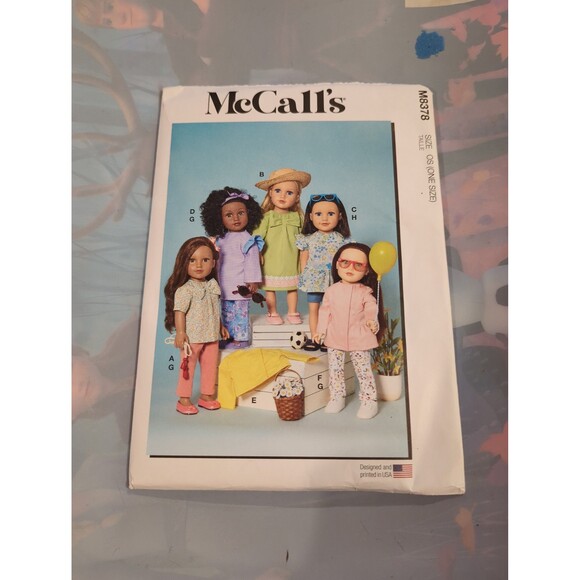 McCall's sewing pattern m8378 18-In doll clothes dress tunic leggings shorts top - Picture 1 of 5